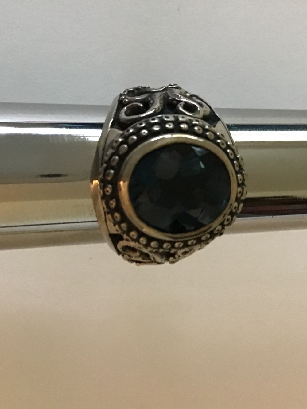 Ring - Mans Octopus ring - LONDON Blue Topaz gemstone . Approximately 8 1/4